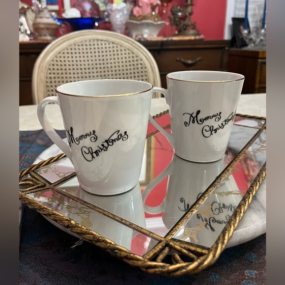 Lot Of 2 Vintage Merry Brite Porcelain MERRY CHRISTMAS Mugs: Santa • Reindeer - Picture 3 of 9
